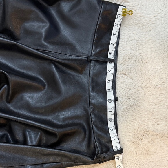 ZARA Black Belted Faux Leather A-Line Midi Skirt XL - Picture 9 of 10